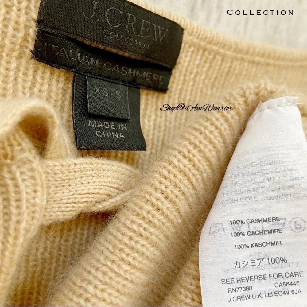 J.Crew Collection 100% Cashmere Tie Neck Kangaroo Pocket Sweater shop@iamwarrior